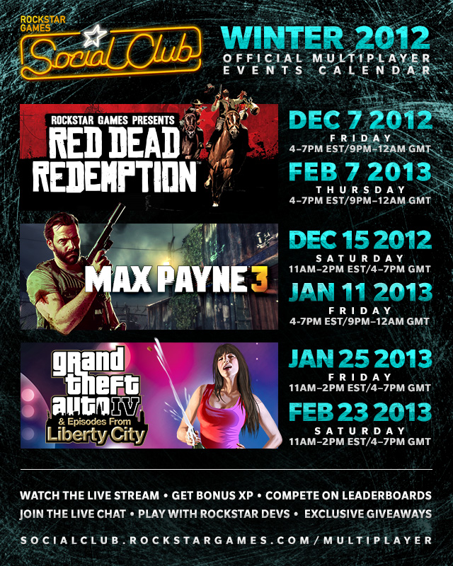 Social Club Calendar for Winter 2012-2013 - Red Dead Redemption